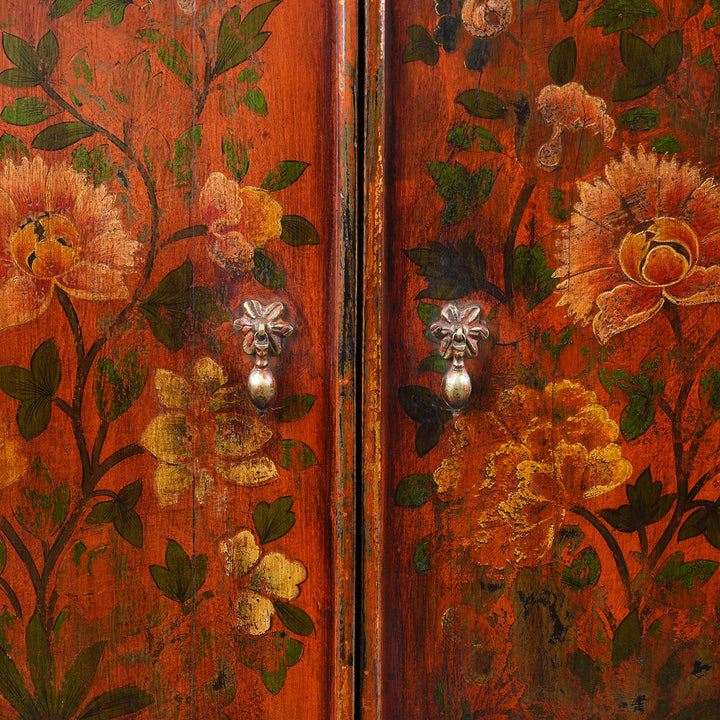 Handle Detail From Painted Reproduction Tibetan Cabinet | Indigo Antiques
