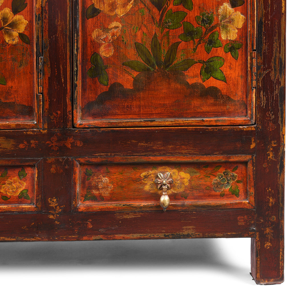 Leg Detail From Painted Reproduction Tibetan Cabinet | Indigo Antiques