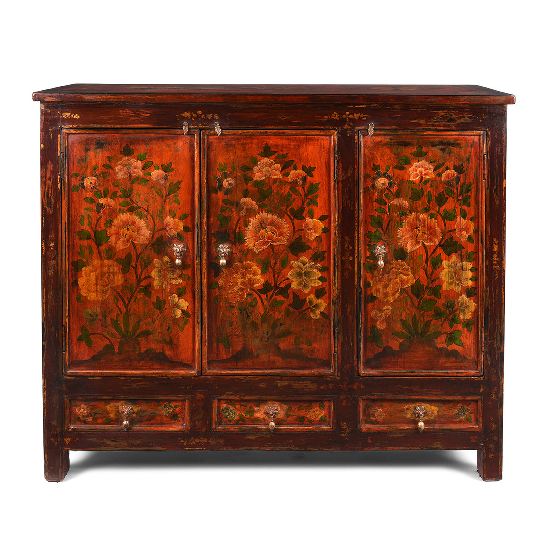 Painted Reproduction Tibetan Cabinet | Indigo Antiques