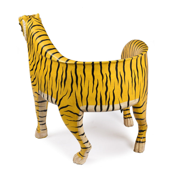 Back Of Painted Tiger Chair Made From Reclaimed Teakwood | Indigo Antiques