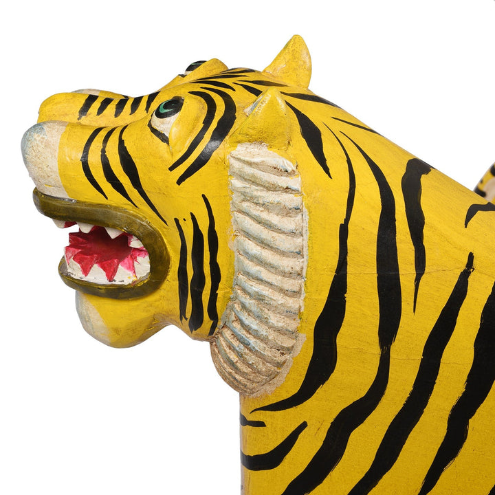 Profile Detail From Painted Tiger Chair Made From Reclaimed Teakwood | Indigo Antiques