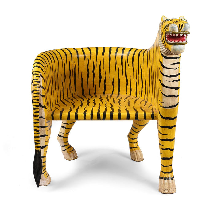Painted Tiger Chair Made From Reclaimed Teakwood | Indigo Antiques