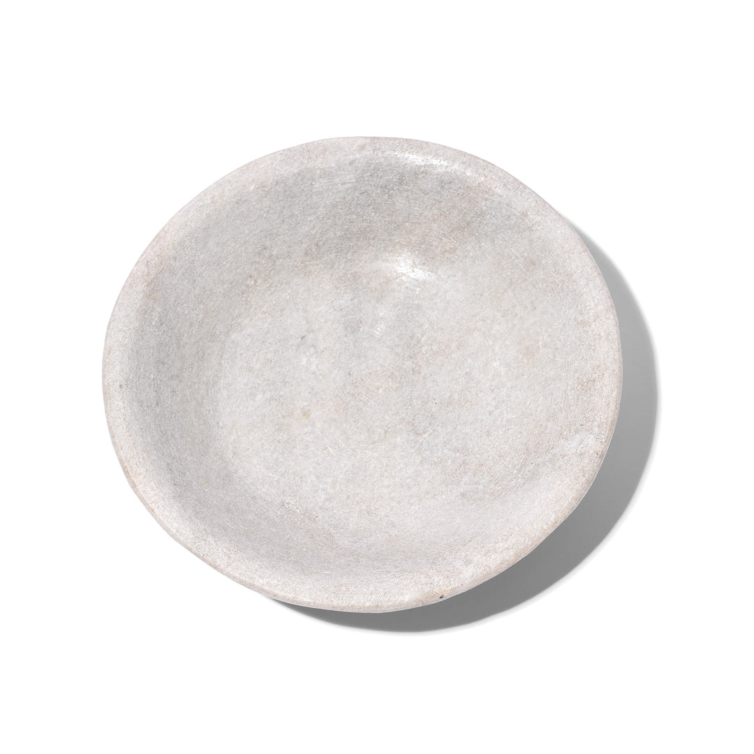 Top Down View Of Hand Carved Marble Bowl From Rajasthan | Indigo Antiques