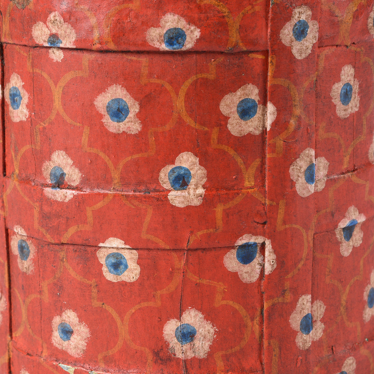 Detail of a Red Hand Painted Wooden Grain Measure Pencil Pot | Indigo Antiques