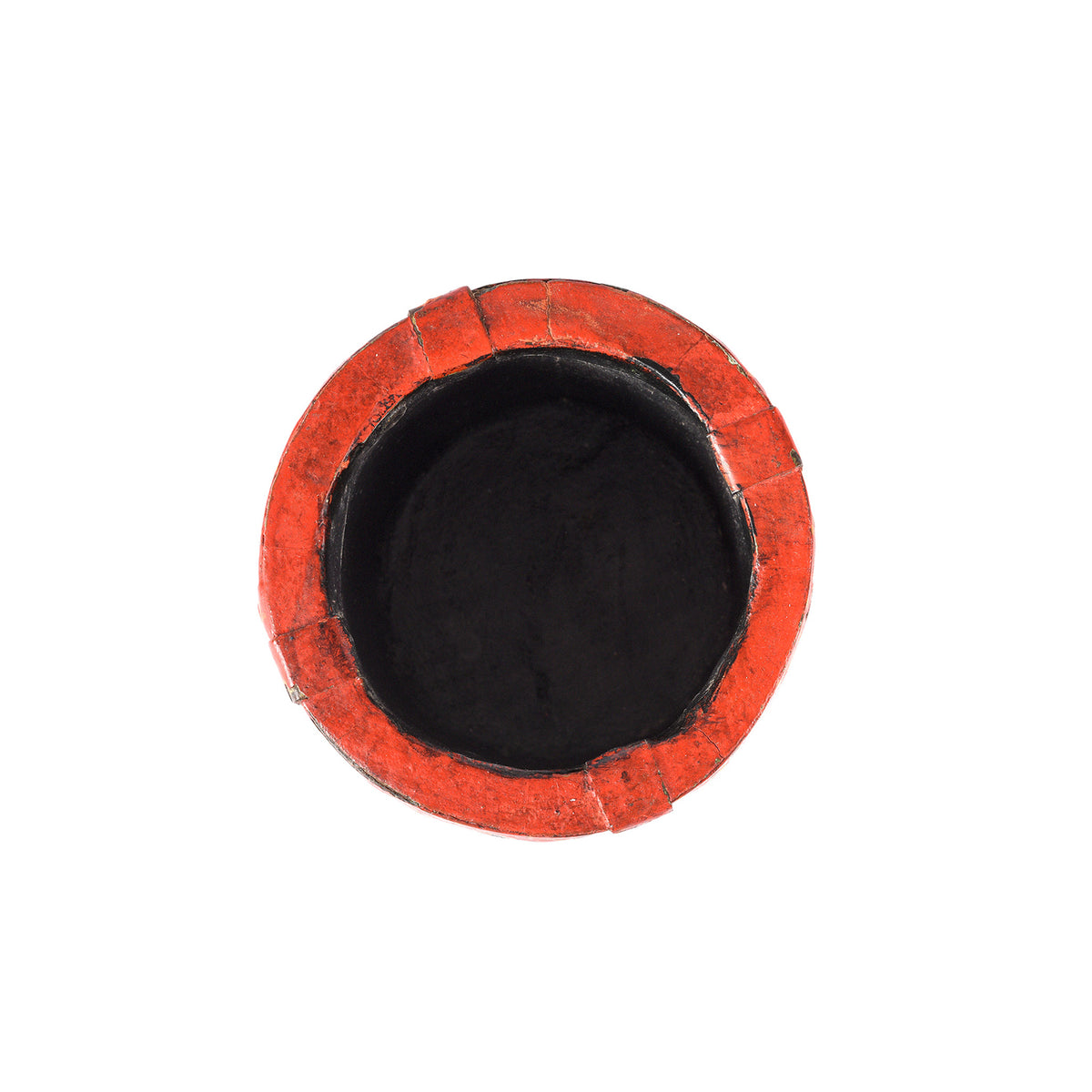 Top view of a Red Hand Painted Wooden Grain Measure Pencil Pot | Indigo Antiques