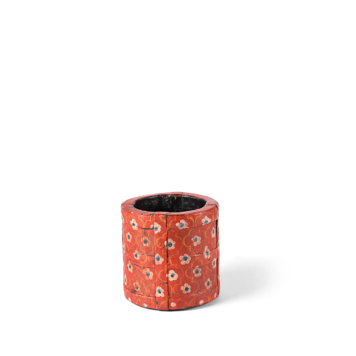 Red Hand Painted Wooden Grain Measure Pencil Pot | Indigo Antiques