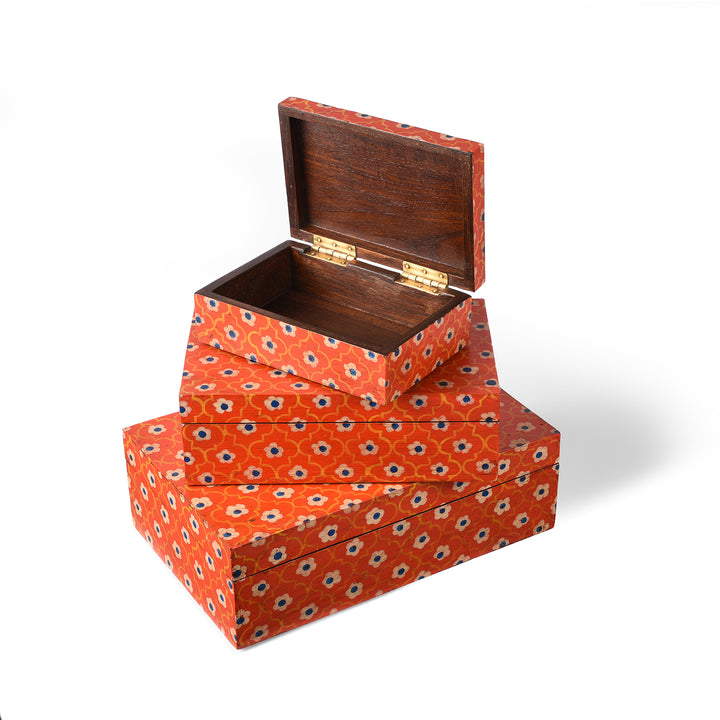 Hand Painted Rajasthani Keepsake Box - Jain Red