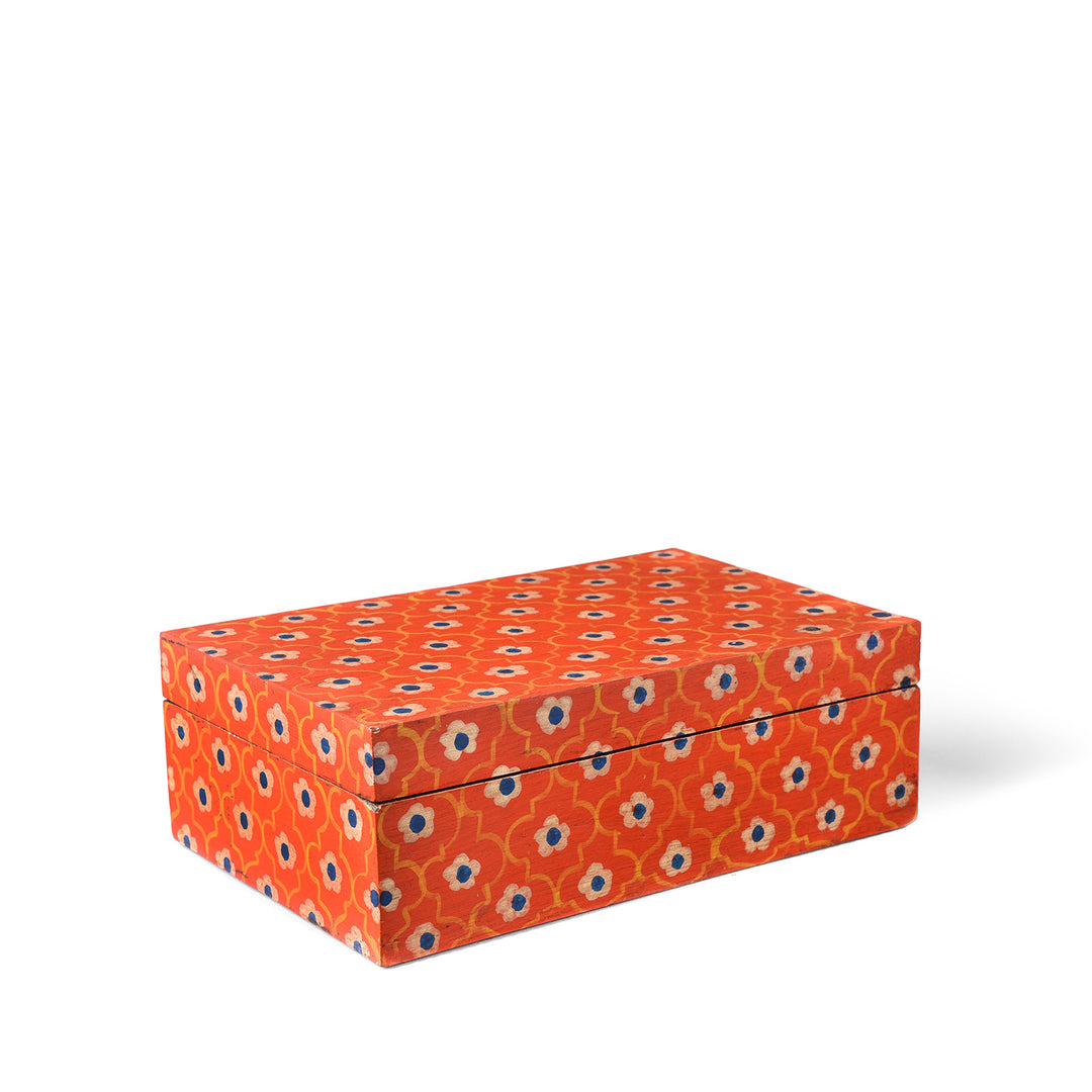 Hand Painted Rajasthani Keepsake Box - Jain Red