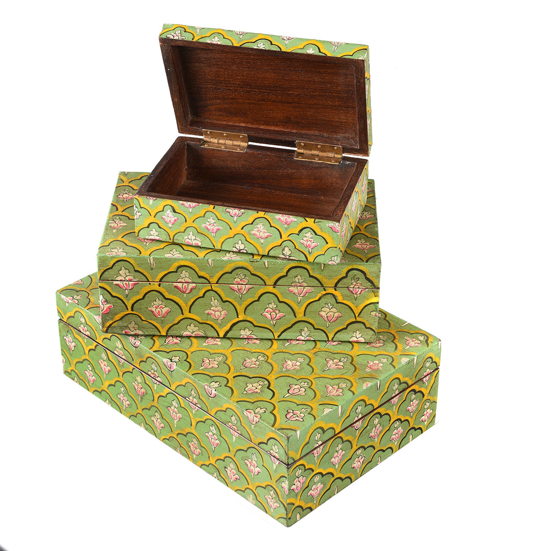 Hand Painted Rajasthani Keepsake Box - Mughal Green | Indigo Antiques