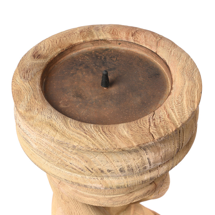 Sunbleached Twist Carved Mango Wood Candlestand | Indigo Antiques