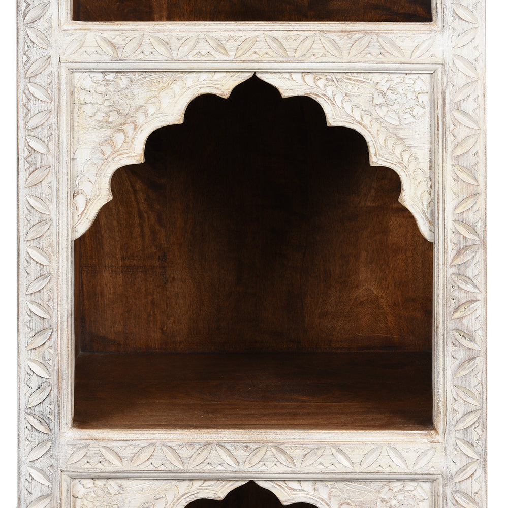Shelf Detail From Limed Mango Wood Display Shelf From Rajasthan | Indigo Antiques