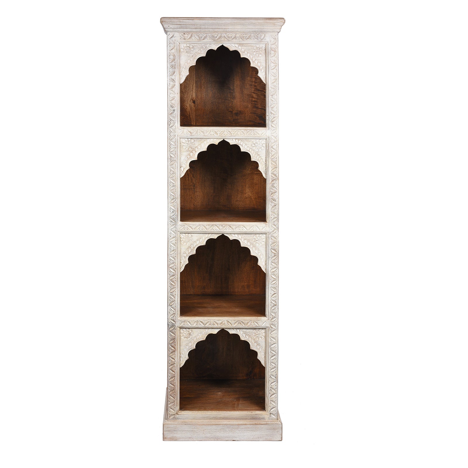Limed Mango Wood Display Shelf From Rajasthan | Indigo Antiques