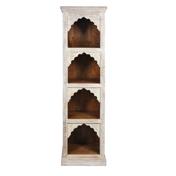 Limed Mango Wood Display Shelf From Rajasthan