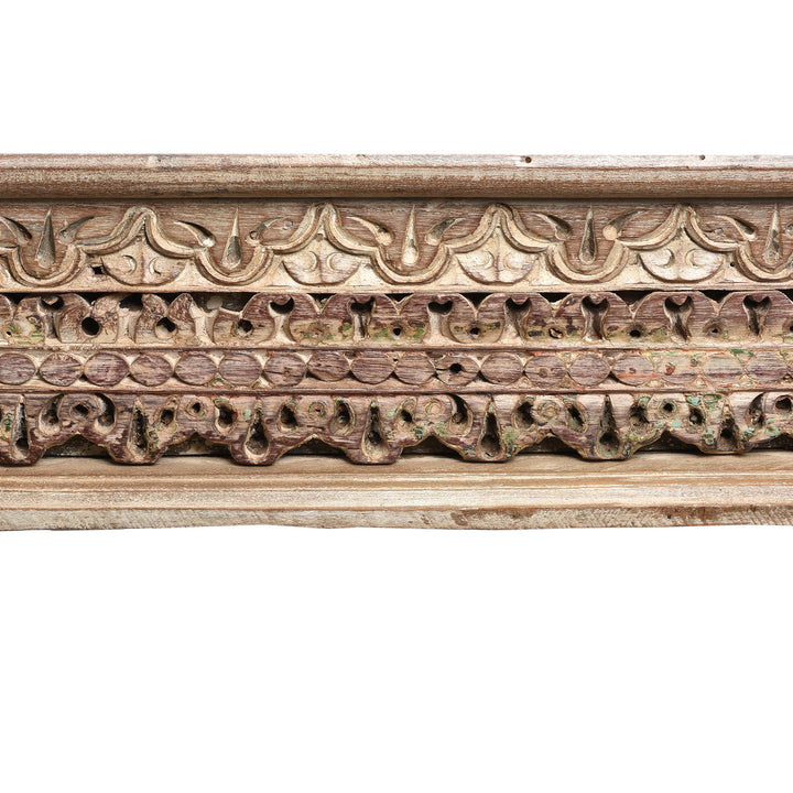 Carving Detail From Indian Takhat Coffee Table Made From Reclaimed Teak | Indigo Antiques