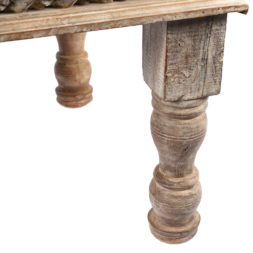 Leg Detail From Indian Takhat Coffee Table Made From Reclaimed Teak | Indigo Antiques