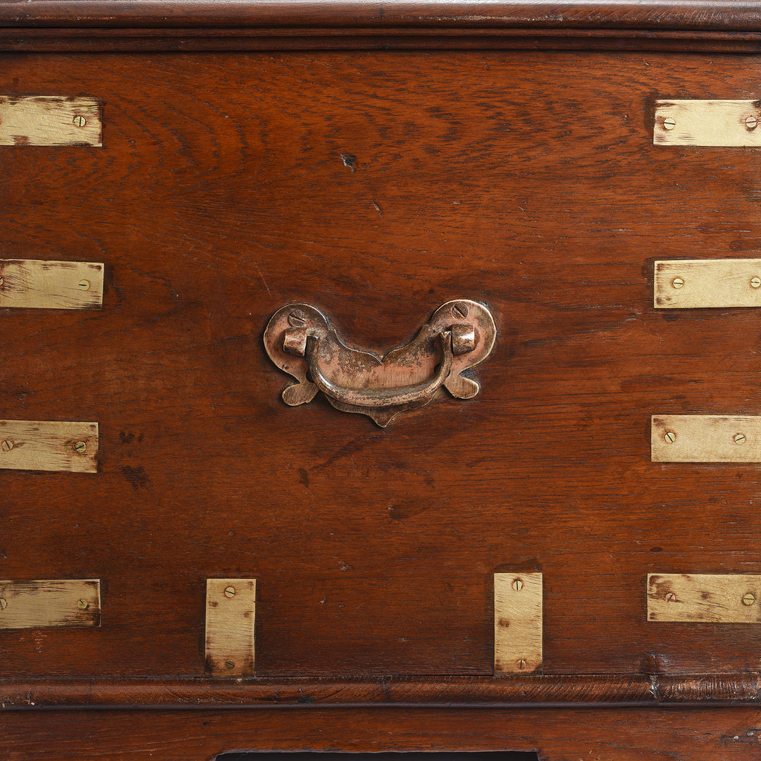 Handle Detail From Antique Brass Bound Teak Chest - 19th Century - From Rajasthan | Indigo Antiques