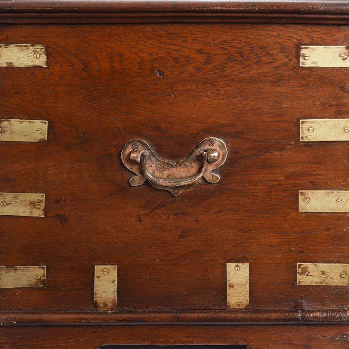 Handle Detail From Antique Brass Bound Teak Chest - 19th Century - From Rajasthan | Indigo Antiques