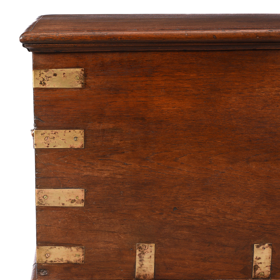 Corner Detail From Antique Brass Bound Teak Chest - 19th Century - From Rajasthan | Indigo Antiques