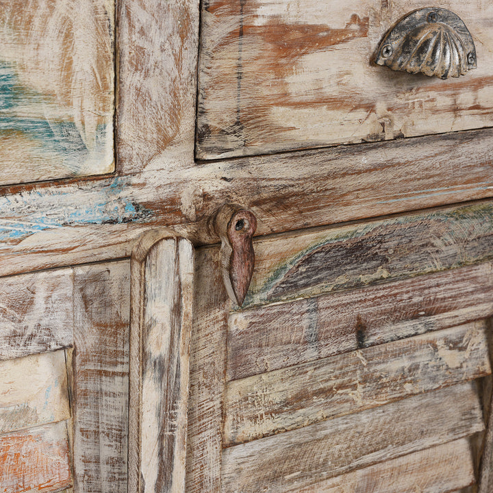 Latch Detail From Painted Louvre Sideboard Made From Reclaimed Teak | Indigo Antiques