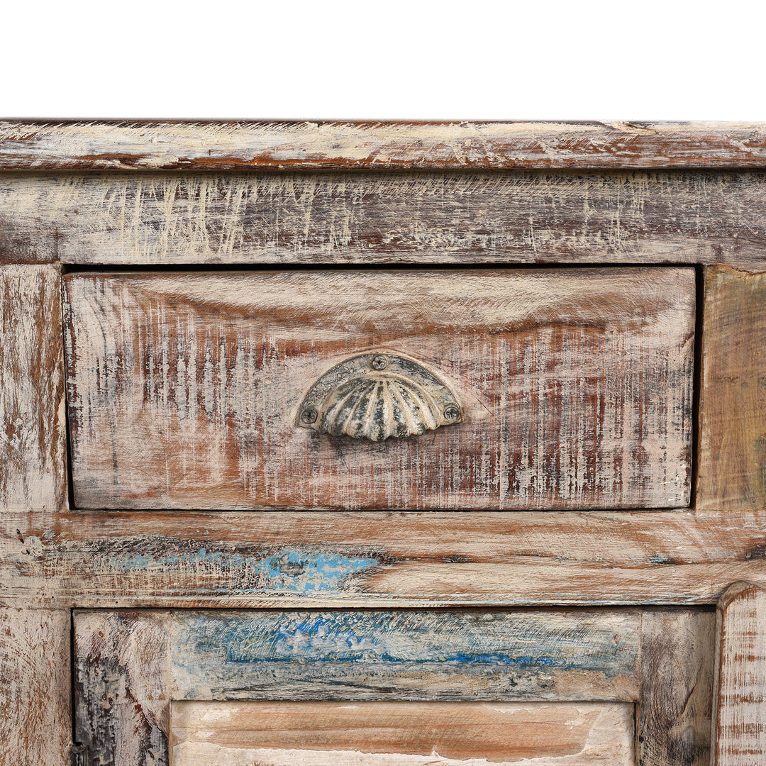 Drawer Detail From Painted Louvre Sideboard Made From Reclaimed Teak | Indigo Antiques