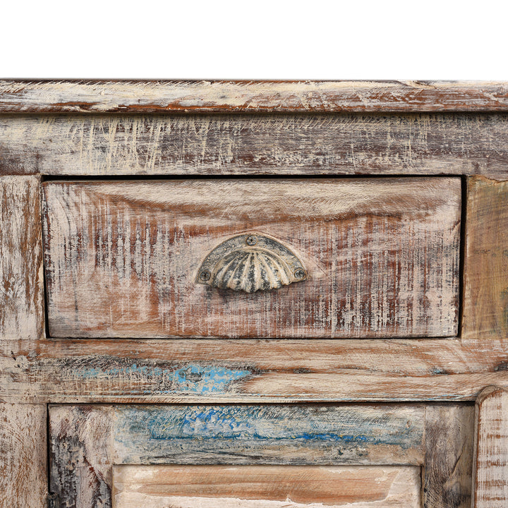 Drawer Detail From Painted Louvre Sideboard Made From Reclaimed Teak | Indigo Antiques
