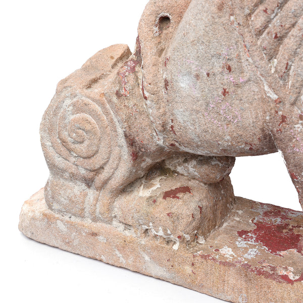 Carved Stone Lion From Gujarat - 19th Century