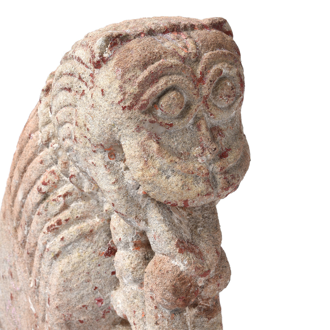 Face Detail From Antique Carved Stone Lion From Kutch - 19th Century | Indigo Antiques