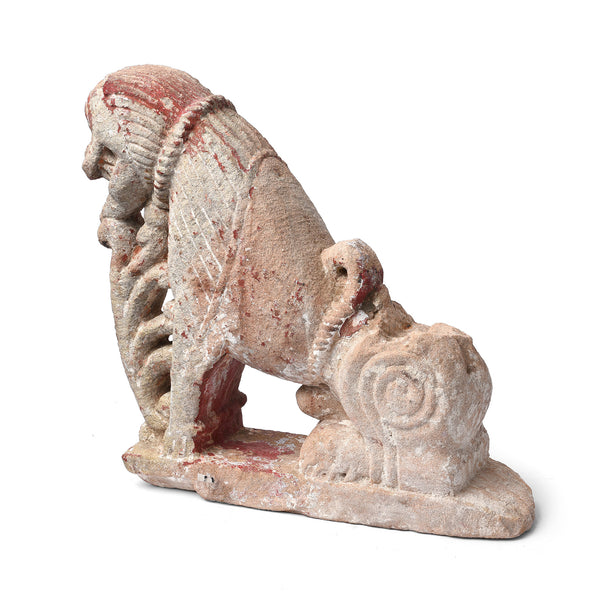 Carved Stone Lion From Gujarat - 19th Century
