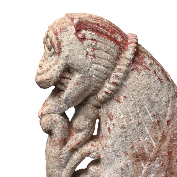 Carved Stone Lion From Gujarat - 19th Century