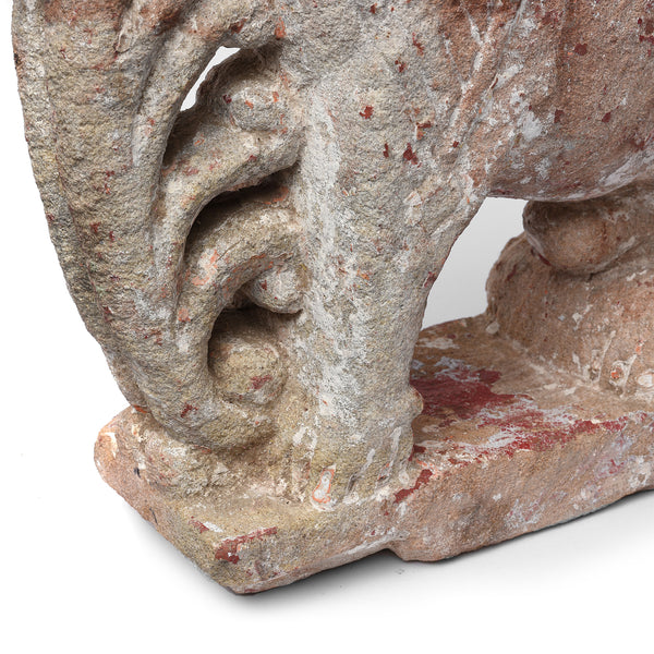 Carved Stone Lion From Gujarat - 19th Century