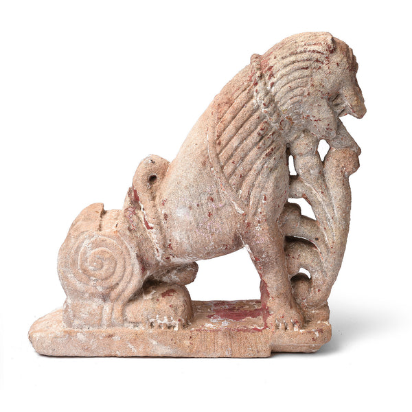 Carved Stone Lion From Gujarat - 19th Century