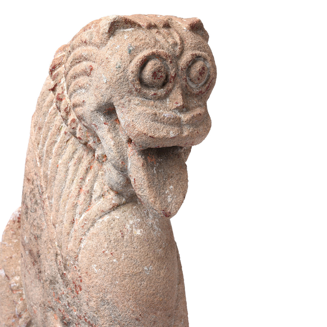 Face Detail From Antique Carved Stone Lion From Kutch - 19th Century | Indigo Antiques