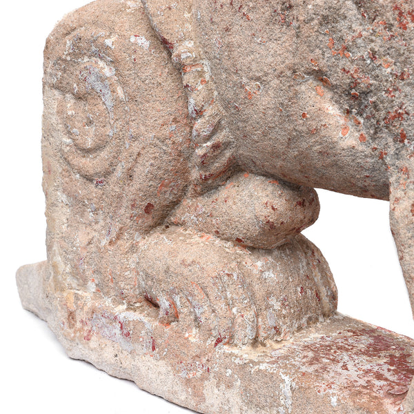Carved Stone Lion From Gujarat - 19th Century