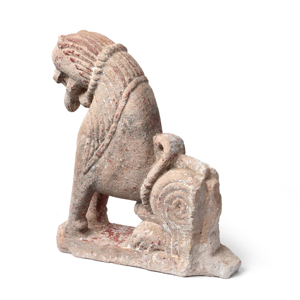 Carved Stone Lion From Gujarat - 19th Century