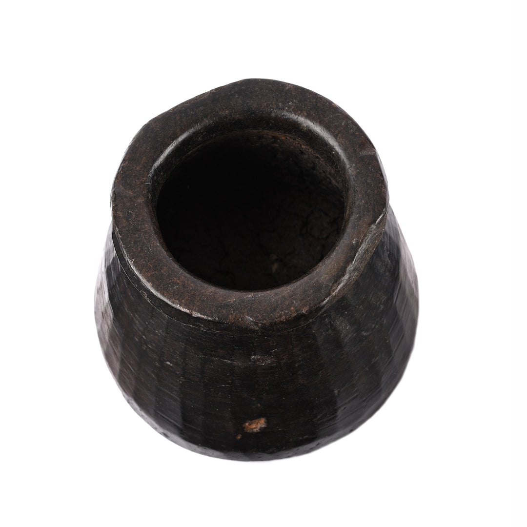 Top Down View Of Vintage Indian Stone Plant Pot - Ca 1920's | Indigo Antiques