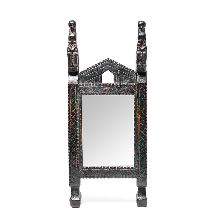 Antique Carved Teak Mirror From The Banswara Tribal Region - 19th Century | Indigo Antiques