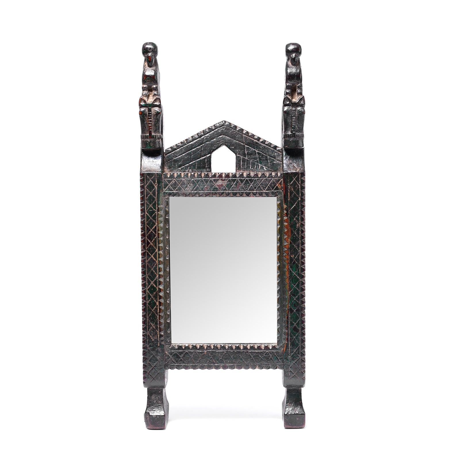 Antique Carved Teak Mirror From The Banswara Tribal Region - 19th Century | Indigo Antiques