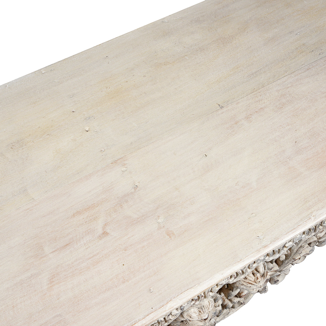 Top Detail From Painted Console Table Made From Reclaimed Teak | Indigo Antiques