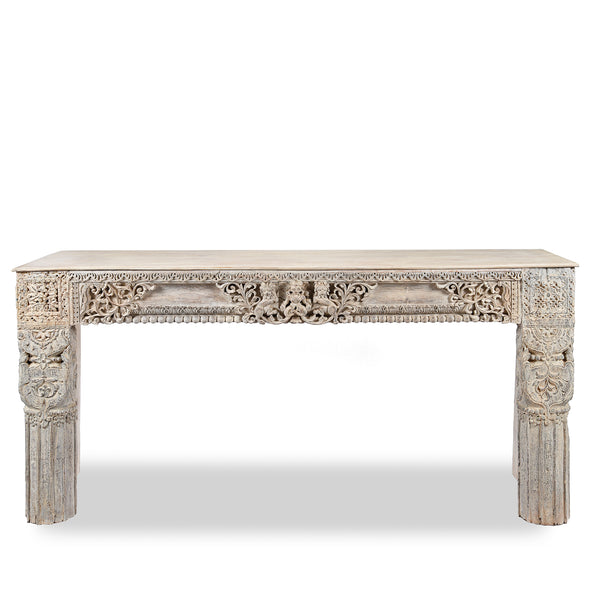 White Painted Console Table Made From Reclaimed Teak