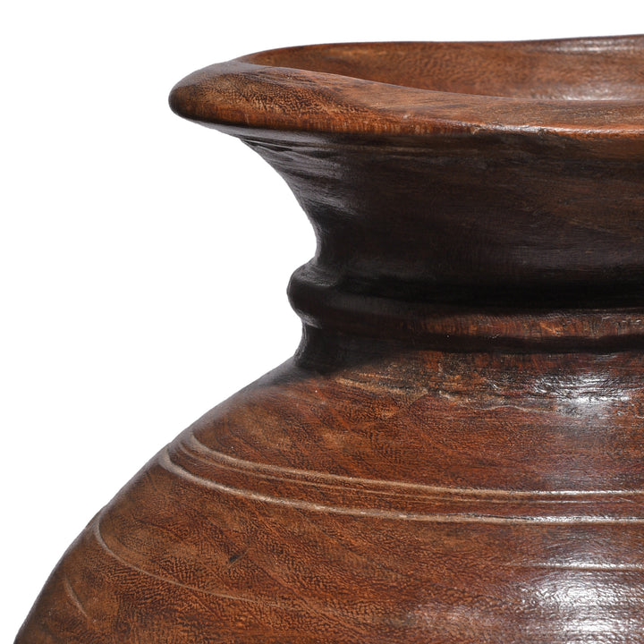 Antique Turned Cedar Pot From Kullu - Ca 1940's | Indigo Antiques