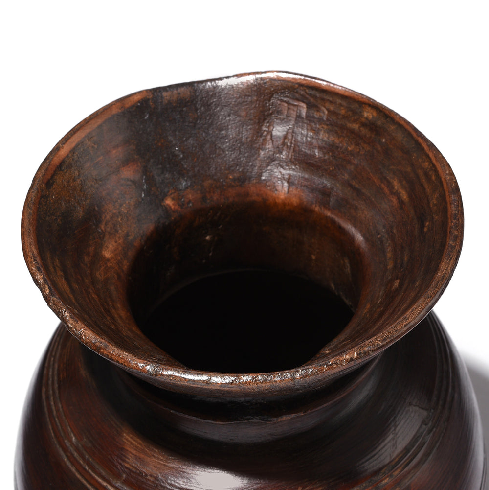 Interior Of Antique Turned Cedar Pot From Kullu - Ca 1940's | Indigo Antiques