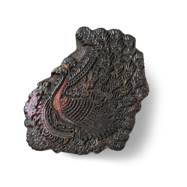 Old Peacock Textile Printing Block From Jaipur - Ca 1930