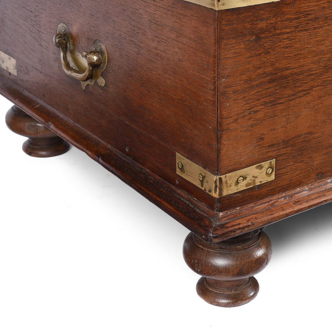 Leg Detail From Brass Bound Teak Indian Military Chest From Rajasthan -19th Century | Indigo Antiques