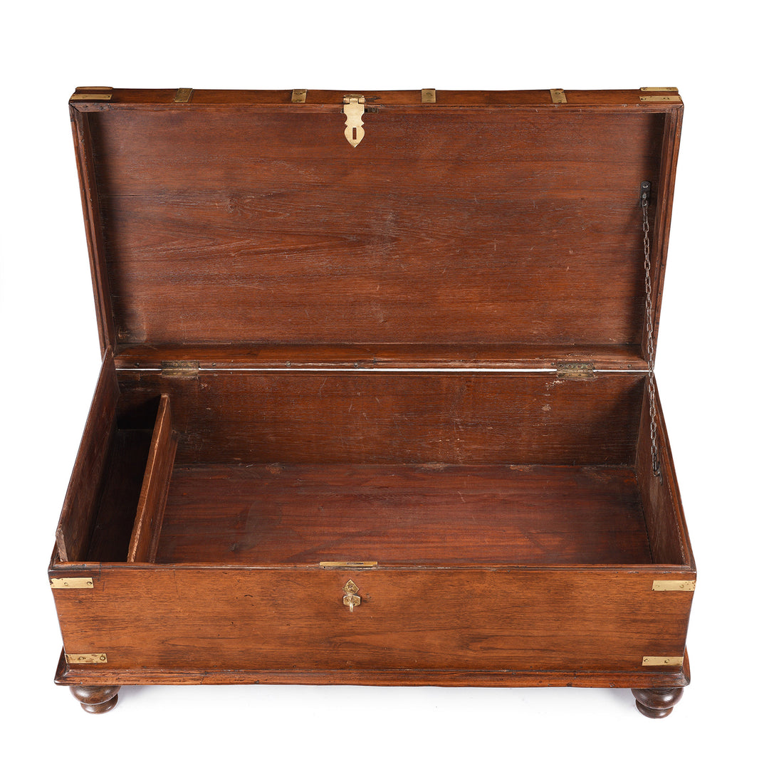 Interior Of Brass Bound Teak Indian Military Chest From Rajasthan -19th Century | Indigo Antiques