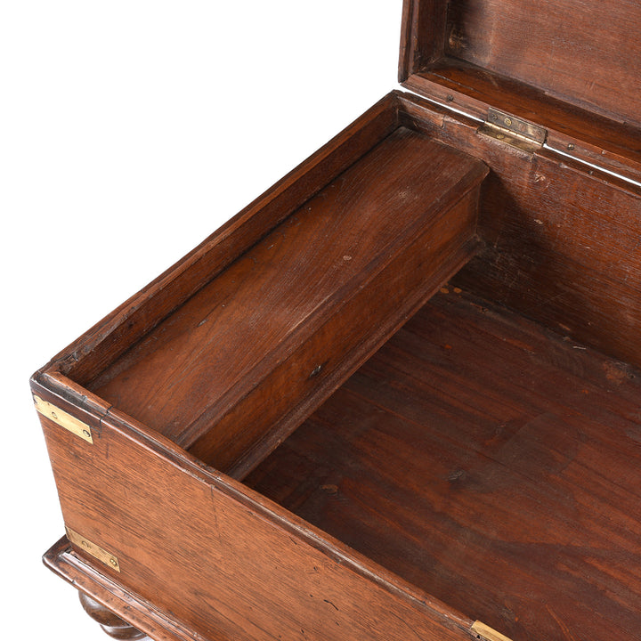 Candle COmpartment Detail From Brass Bound Teak Indian Military Chest From Rajasthan -19th Century | Indigo Antiques