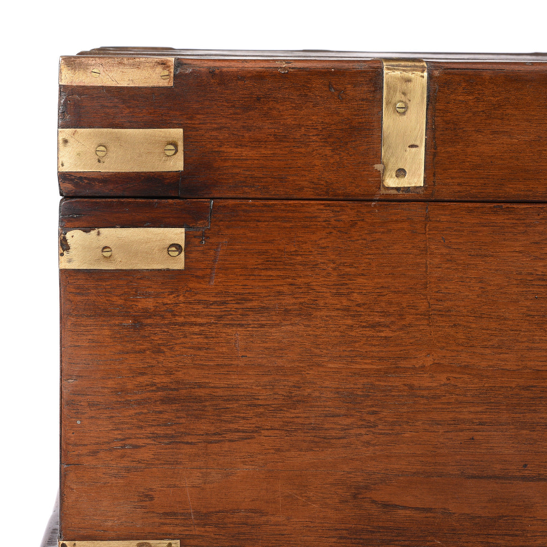 Corner Detail From Brass Bound Teak Indian Military Chest From Rajasthan -19th Century | Indigo Antiques