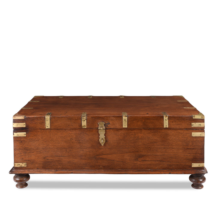 Brass Bound Teak Indian Military Chest From Rajasthan -19th Century | Indigo Antiques
