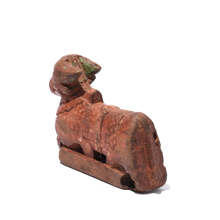 Rear View Of Antique Painted Indian Nandi Bull Figurine From Rajasthan - 19th Century | Indigo Antiques