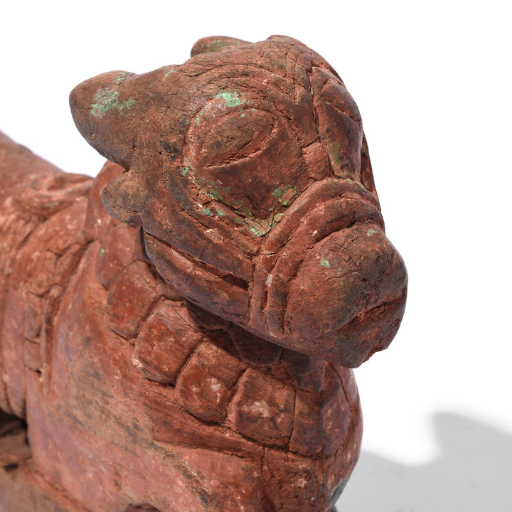 Face Detail From Antique Painted Indian Nandi Bull Figurine From Rajasthan - 19th Century | Indigo Antiques