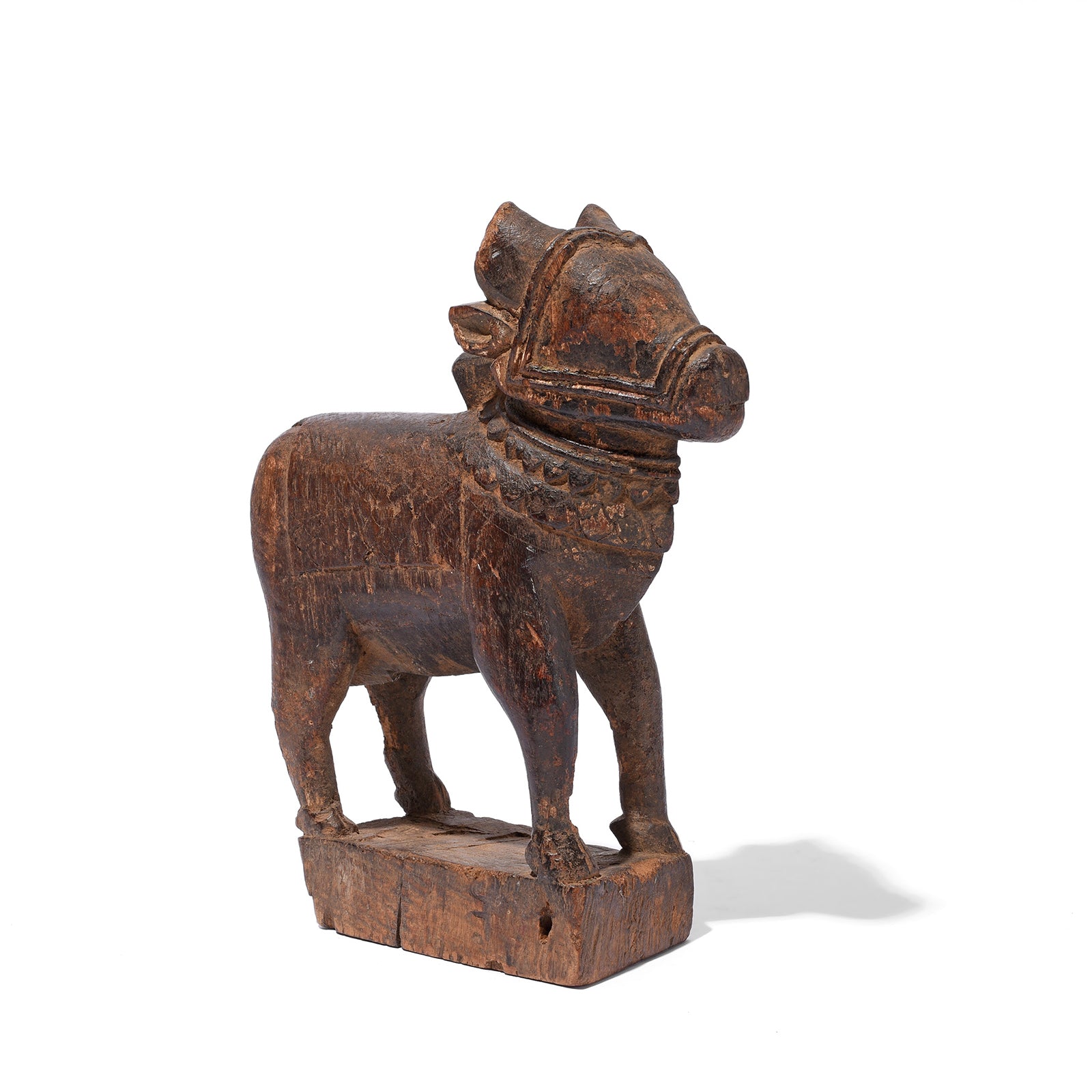Antique Carved Teak Nandi Bull Figurine From Rajasthan - 19th Century | Indigo Antiques